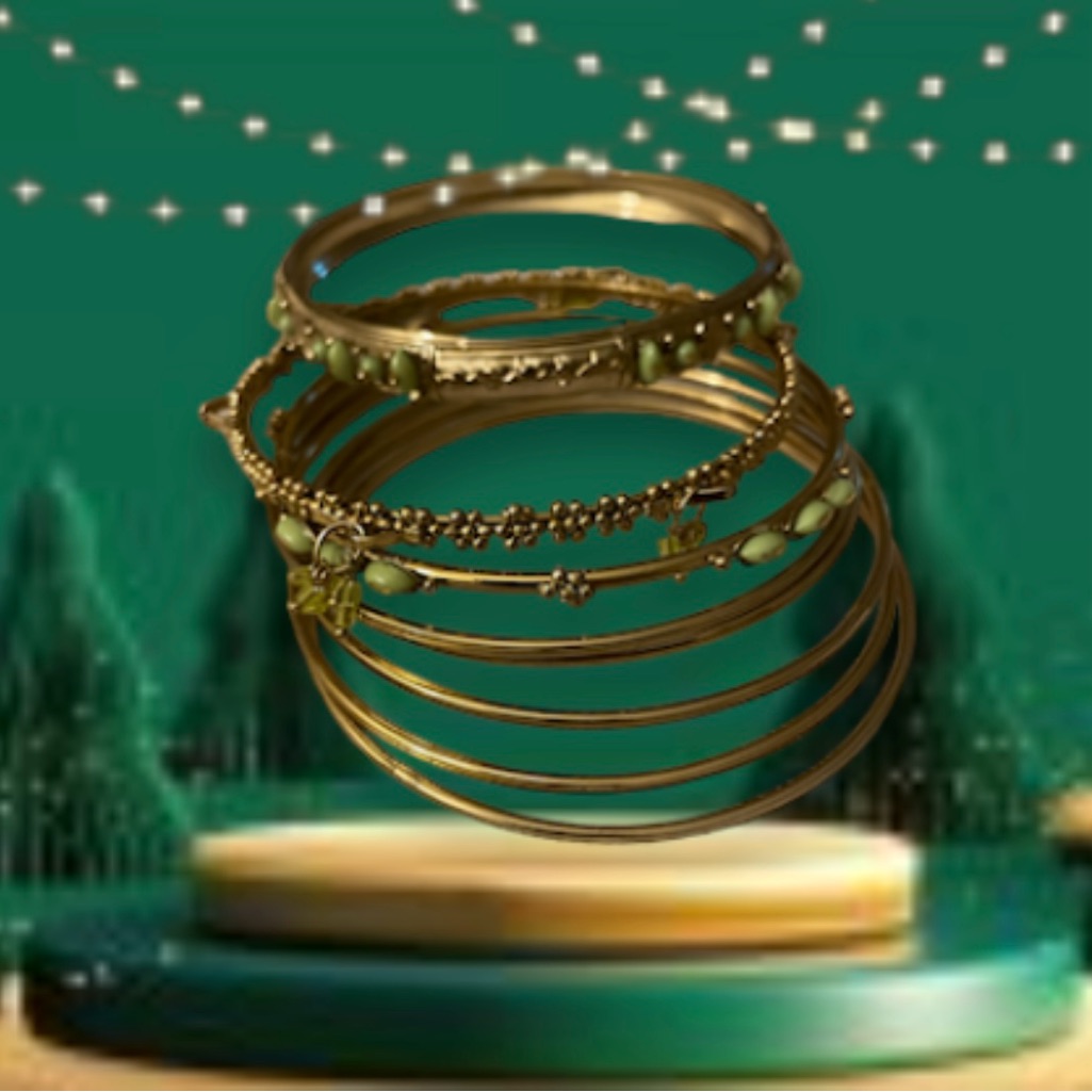 Twos Company 8 Piece Bracelet Set Gold Plated 35$